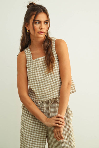 Jillian Gingham Sleeveless Top