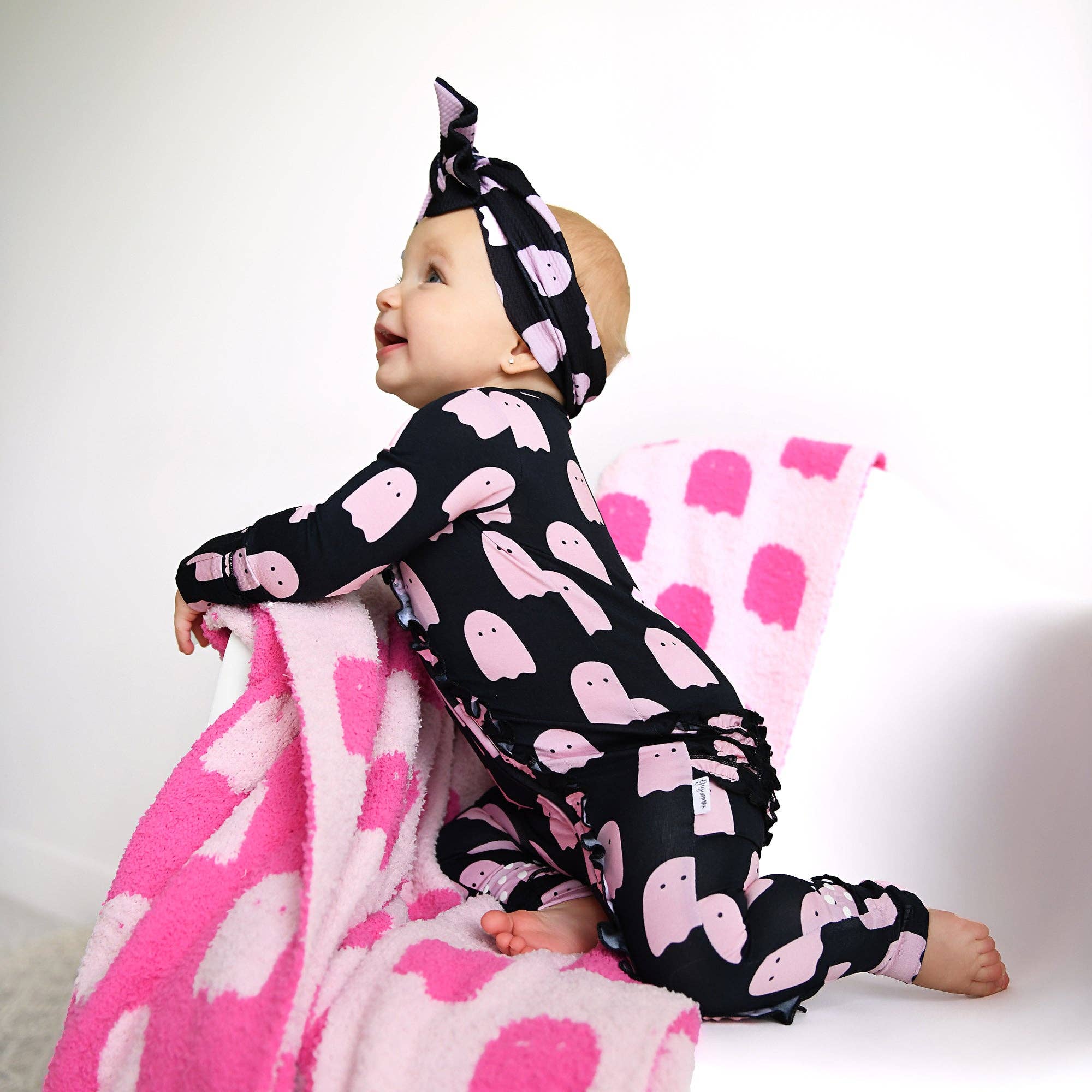 Gigi and Max - Shade Black RUFFLE ZIP Bamboo Sleepies Little Halloween