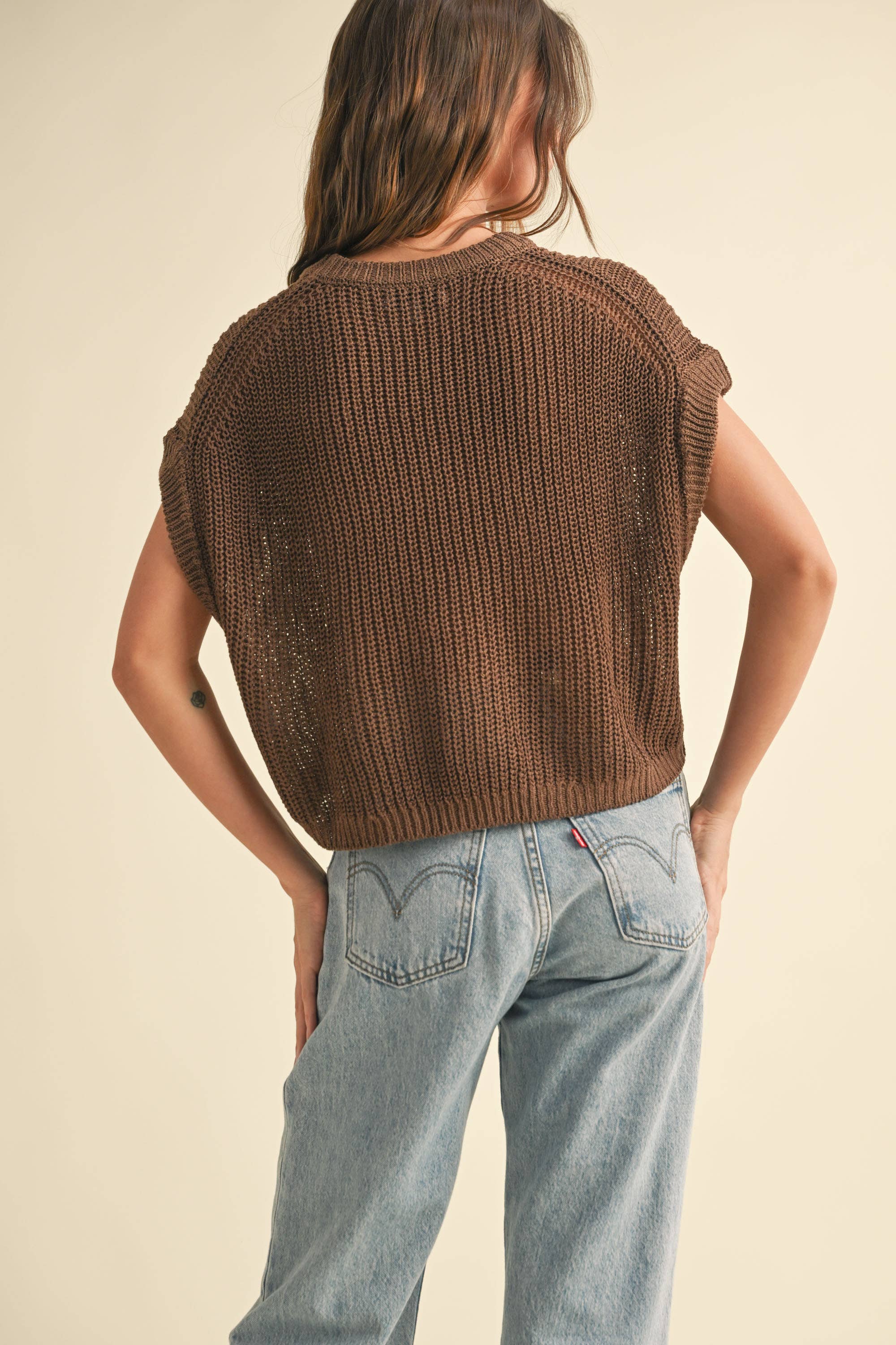 MIOU MUSE - DOLMAN SLEEVE KNITTED TOP - DENIM BLUE