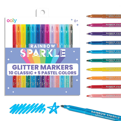 OOLY - Rainbow Sparkle Glitter Markers - Set of 15