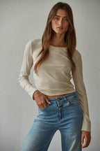 By Together -  Knit Rayon Spandex Ribbed Round Neck Long Sleeve