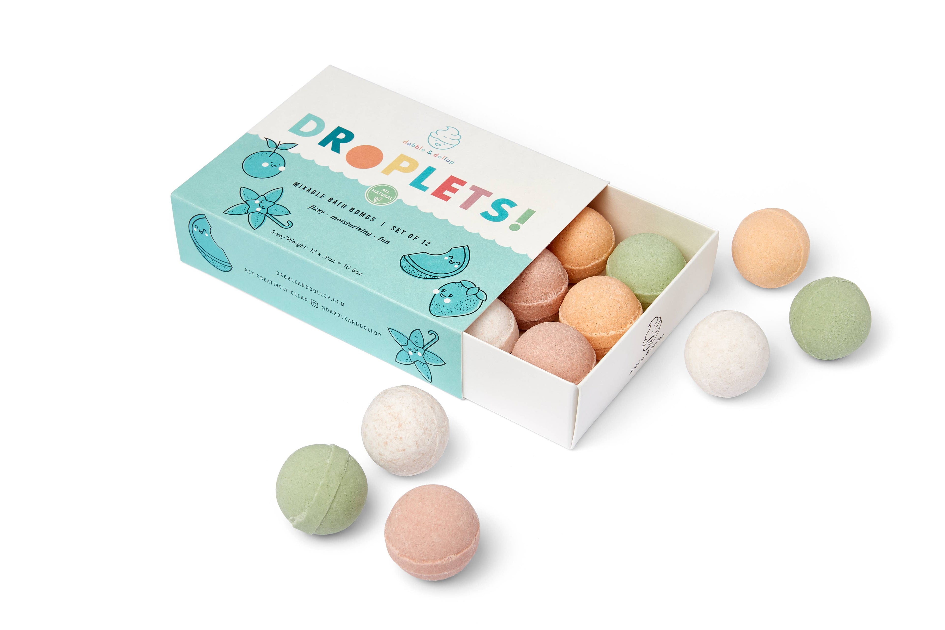 Dabble & Dollop - All-Natural Mini Bath Bombs - Original Fruit Scents