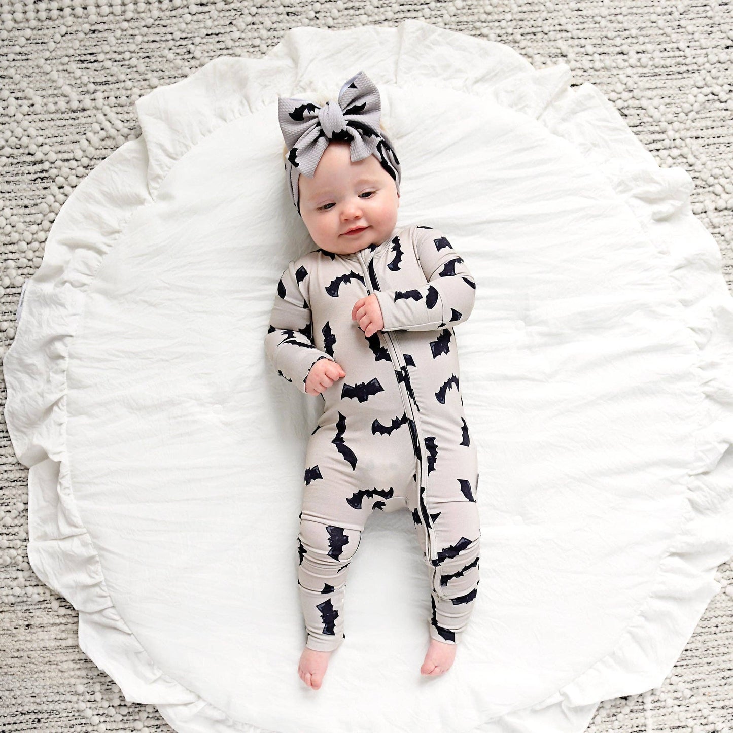 Gigi and Max - Vlad Gray Bats ZIP Bamboo Halloween One-Piece