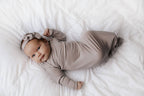 Three Little Tots - Harbor Mist Taupe Knotted Gown