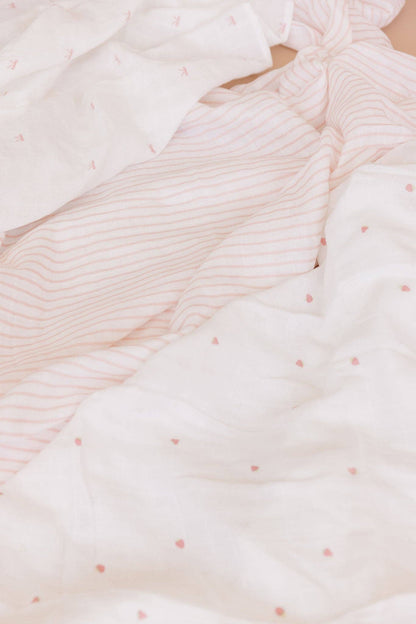 The Blueberry Hill - Muslin Swaddle Pink Stripe Baby Girl Organic Blanket Gift
