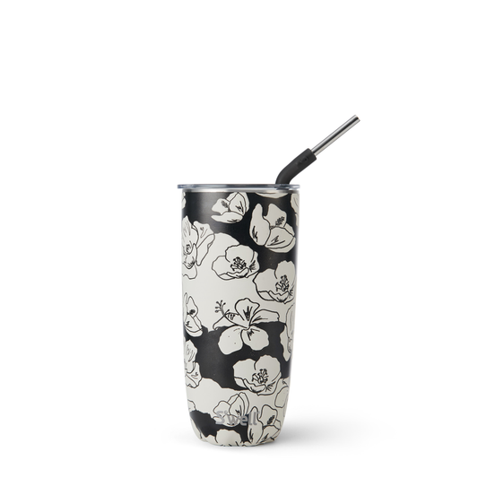S'well - 24oz Charcoal Bloom Tumbler with Straw
