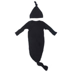 Three Little Tots - Black Ribbed Knotted Gown
