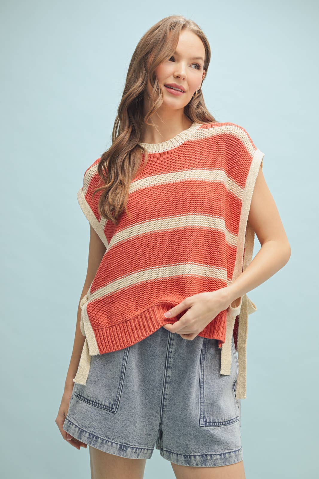 Wishlist Apparel - SWEATER VEST WITH SIDE SELF TIE STRAPS