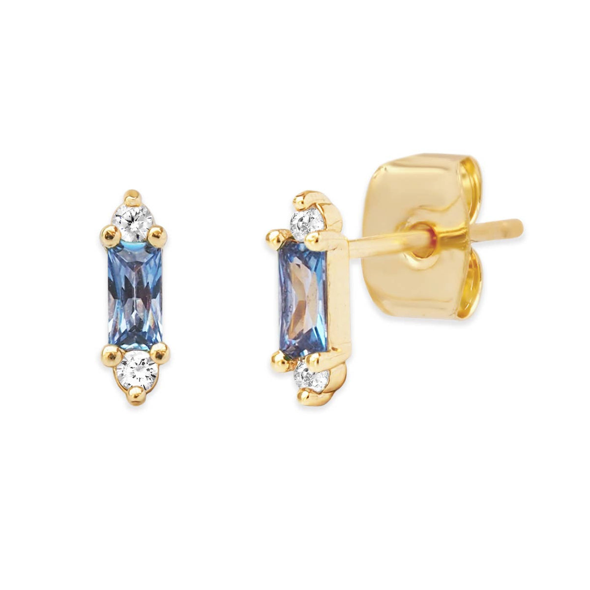 Tai Jewelry - Tiny Stick Baguette With CZ Stud