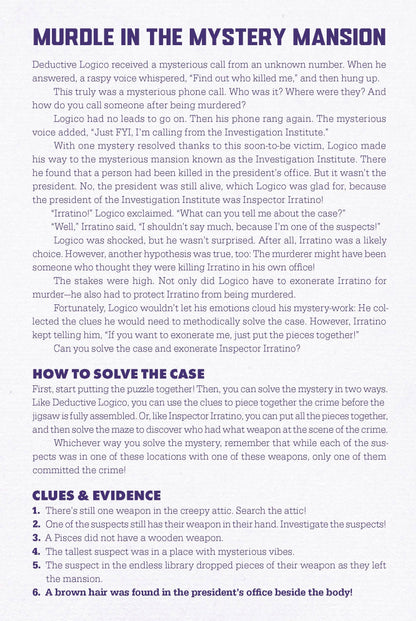 Chronicle Books - Murdle in the Mystery Mansion 500-Piece Jigsaw Puzzle