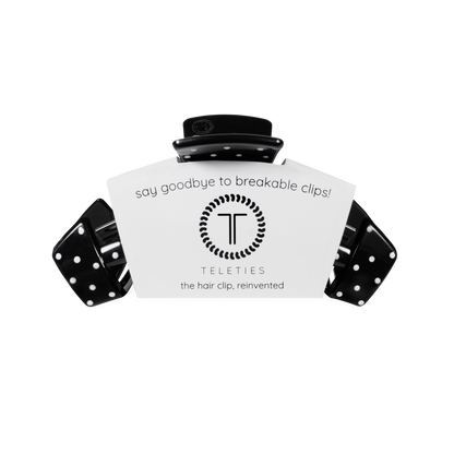 TELETIES - Classic Black Polka Dot Party Medium Claw Clip