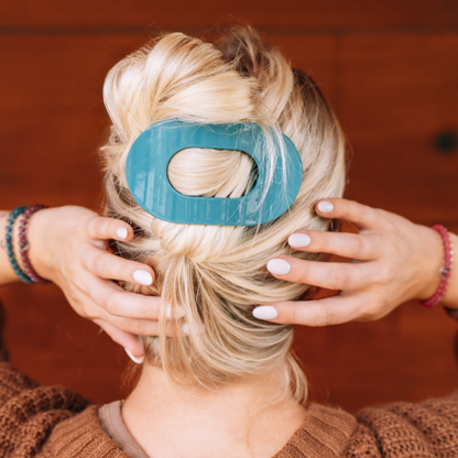 TELETIES - Teal With It Large Flat Round Hair Clip