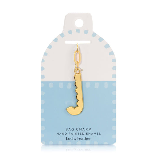 Lucky Feather - Enamel Bag Charm / Keychain - Letter - J