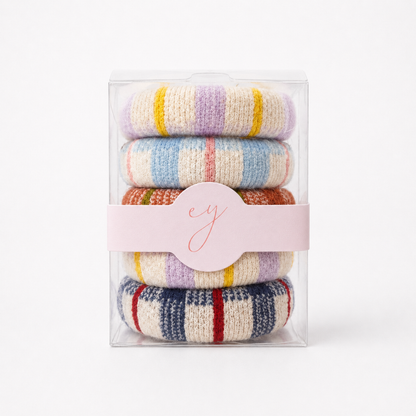 Ellison+Young - Ellison+Young Soft Plaid Knit Hair Tie, 5-Piece Set, Curated Color Blend