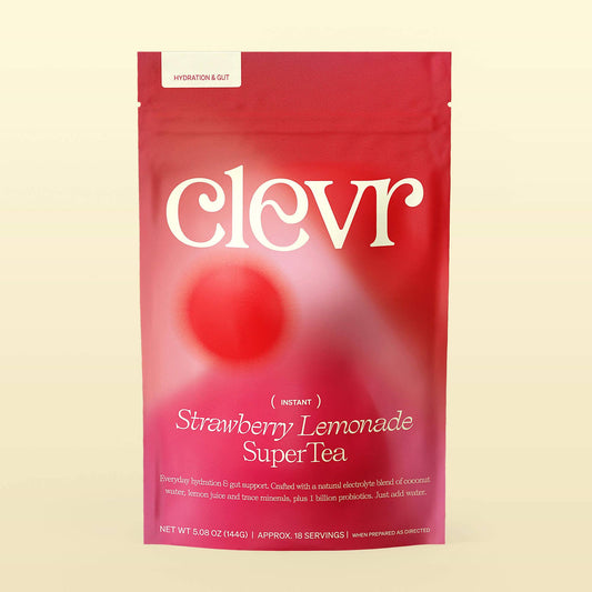 Clevr Blends - Strawberry Lemonade SuperTea (14 Servings) | Instant Tea with Real Strawberry, Electrolytes and Probiotics