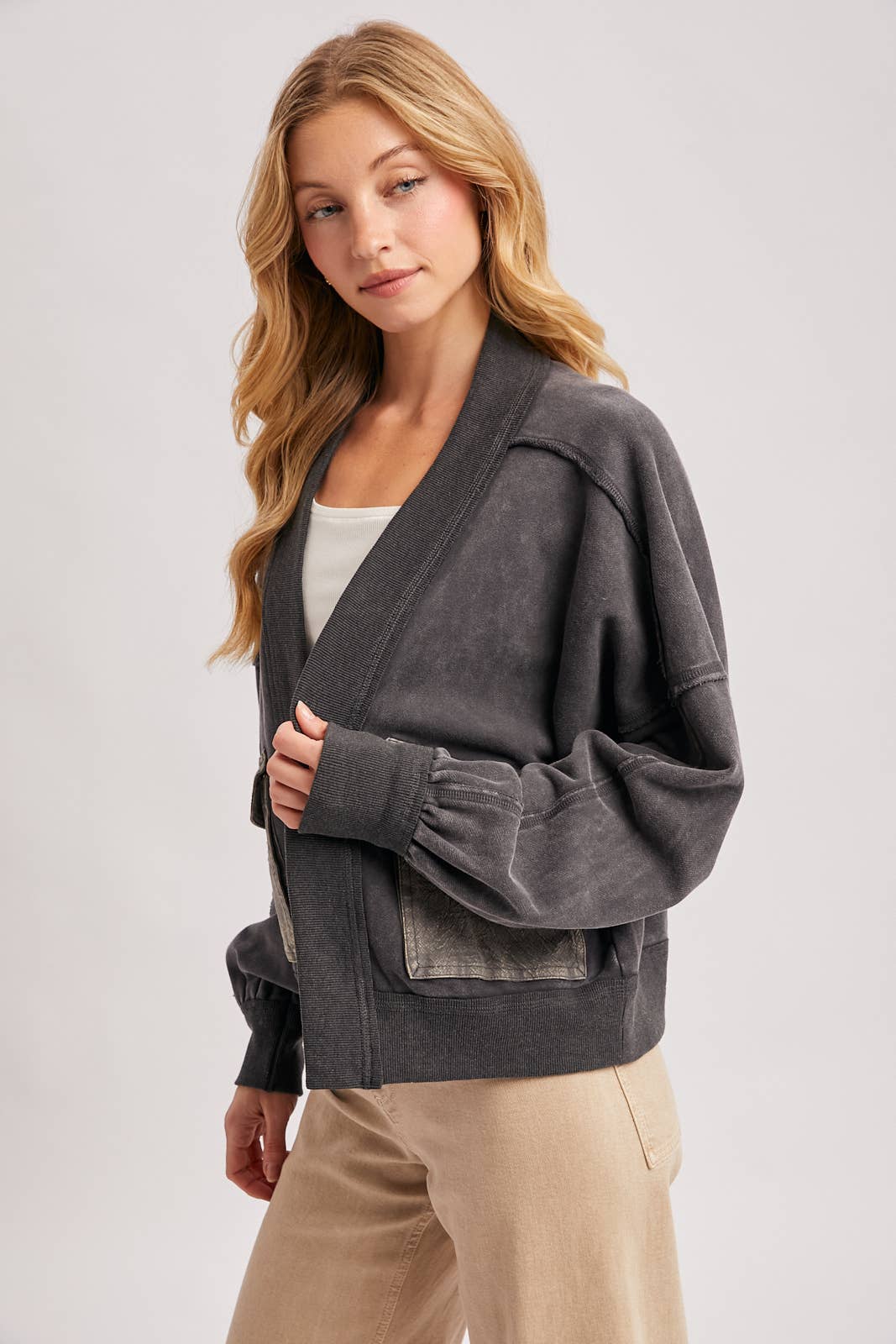 Luna Garment Washed Cardigan