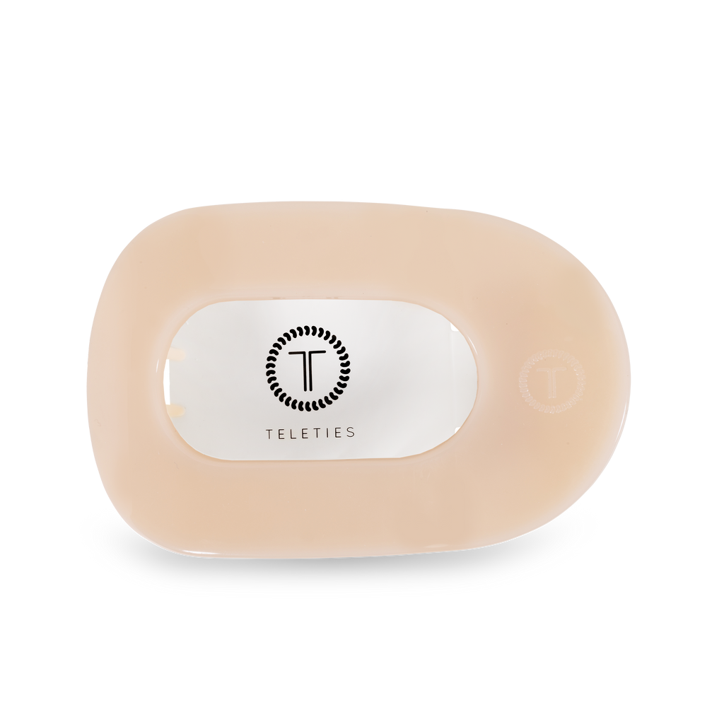 TELETIES - Almond Beige Large Flat Round Clip