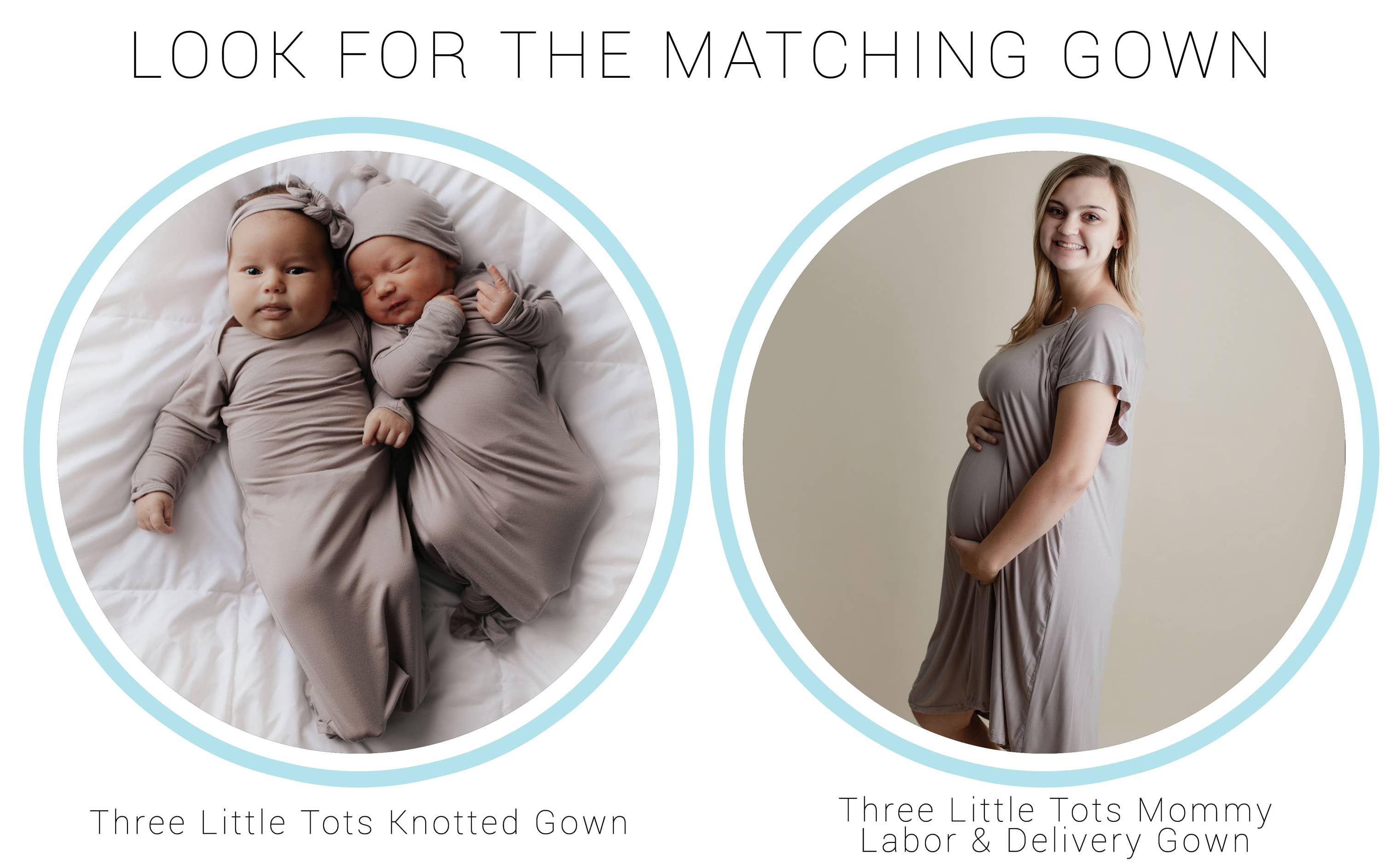 Three Little Tots - Harbor Mist Taupe Knotted Gown