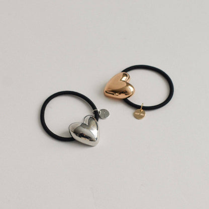 nar'sha - Heart-Shaped Metal Cuff Hair Tie | Silver