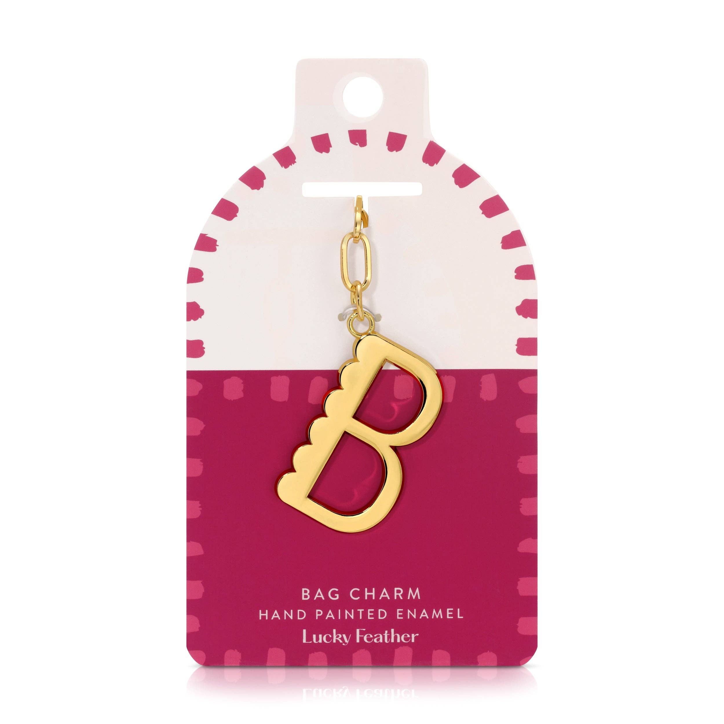 Lucky Feather - Enamel Bag Charm / Keychain - Letter - B