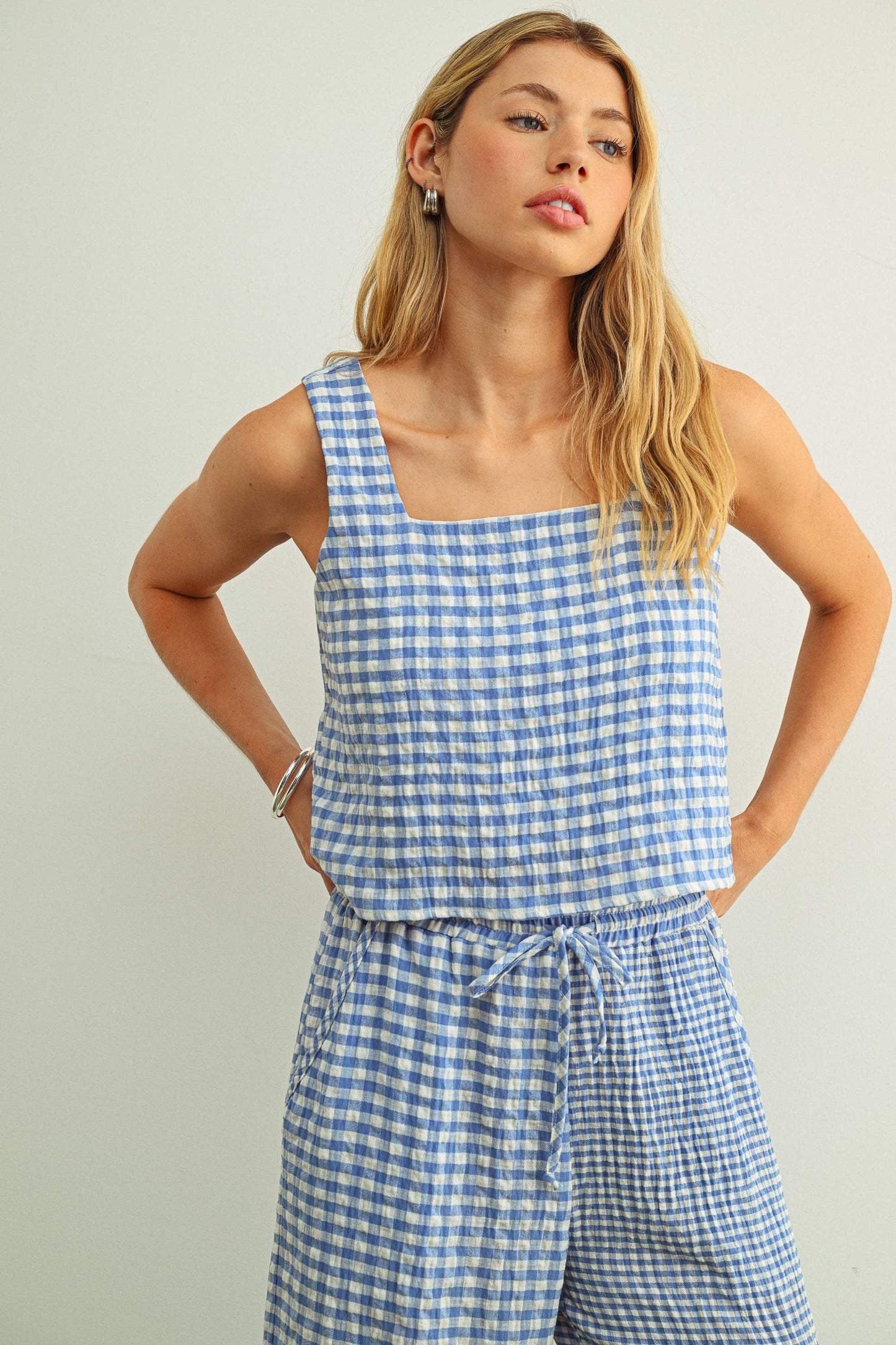 Jillian Gingham Sleeveless Top