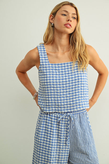 Jillian Gingham Sleeveless Top