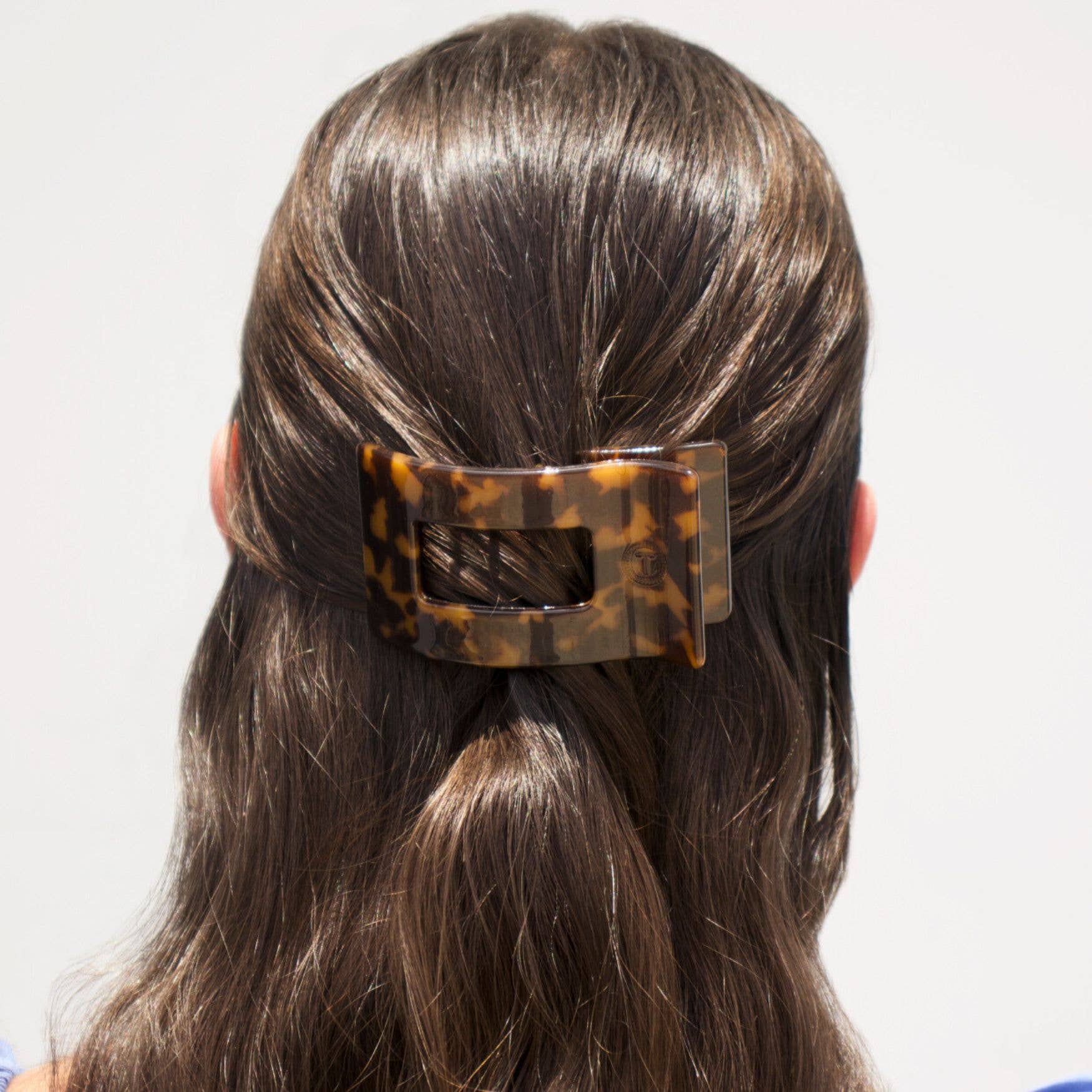 TELETIES - Flat Rectangle Hair Clip | Small | Tortoise
