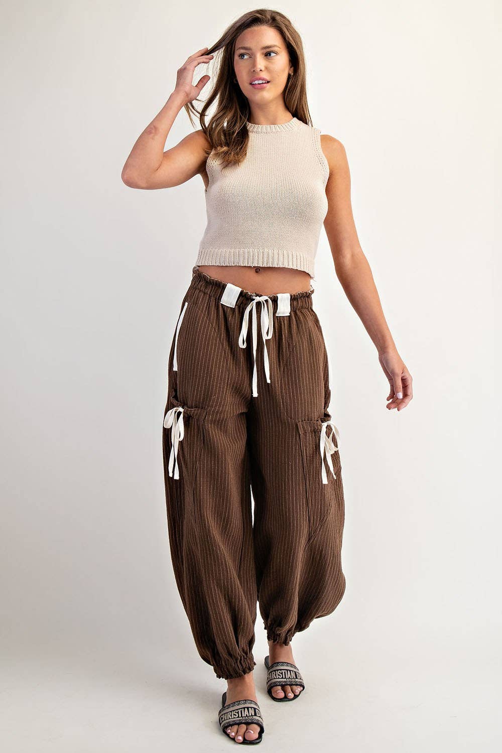 Clara Striped Drawstring Jogger Pants