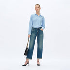 BAYEAS - MID RISE STRAIGHT JEANS WITH FINISHED HEM