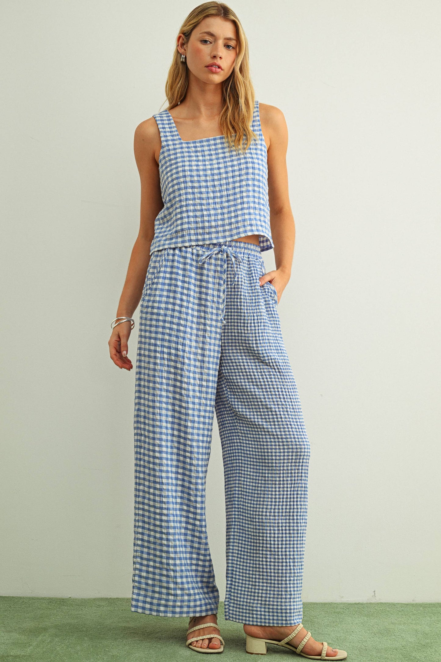 Jillian Gingham Sleeveless Top