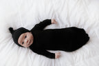 Three Little Tots - Black Ribbed Knotted Gown