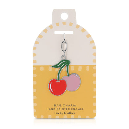 Lucky Feather - Enamel Bag Charm - Cherries