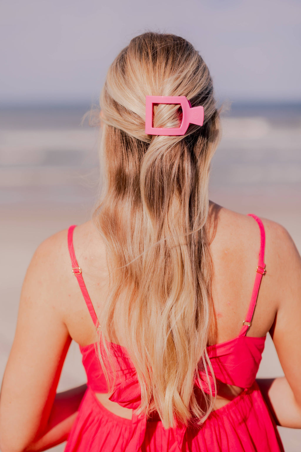 TELETIES - Square Flat Hair Clip | Small | Paradise Pink