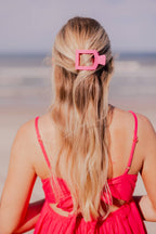 TELETIES - Square Flat Hair Clip | Small | Paradise Pink