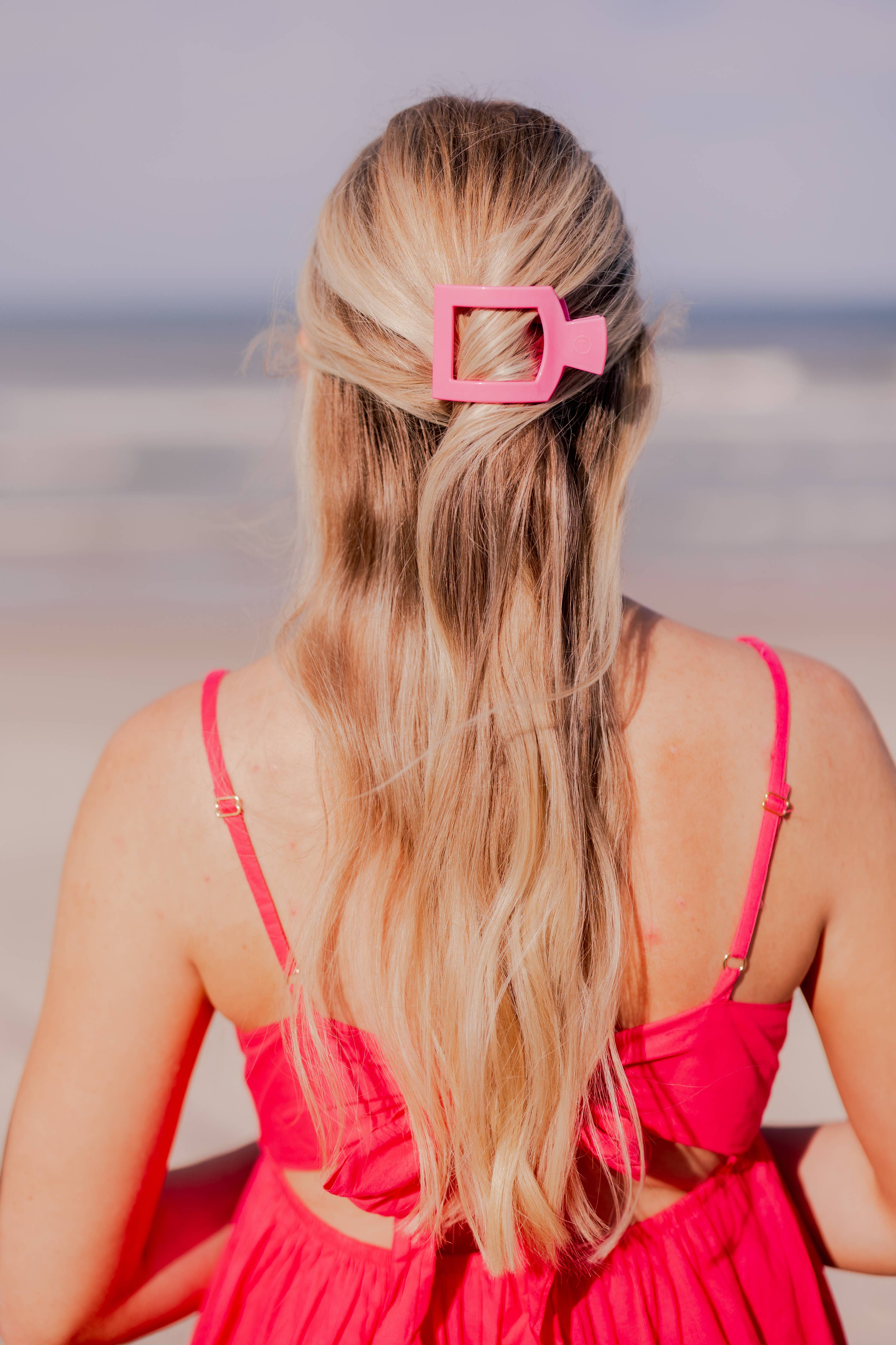 TELETIES - Square Flat Hair Clip | Small | Paradise Pink