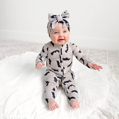 Gigi and Max - Vlad Gray Bats ZIP Bamboo Halloween One-Piece