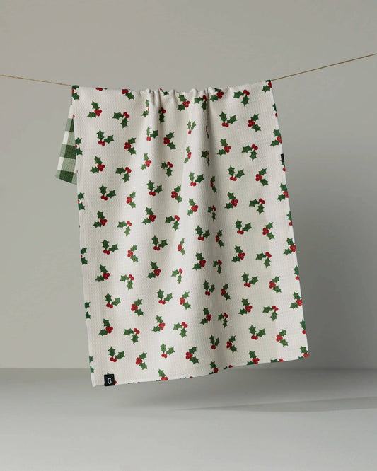 Geometry - Holiday Holly Luxe Kitchen Towel - Holiday 2026