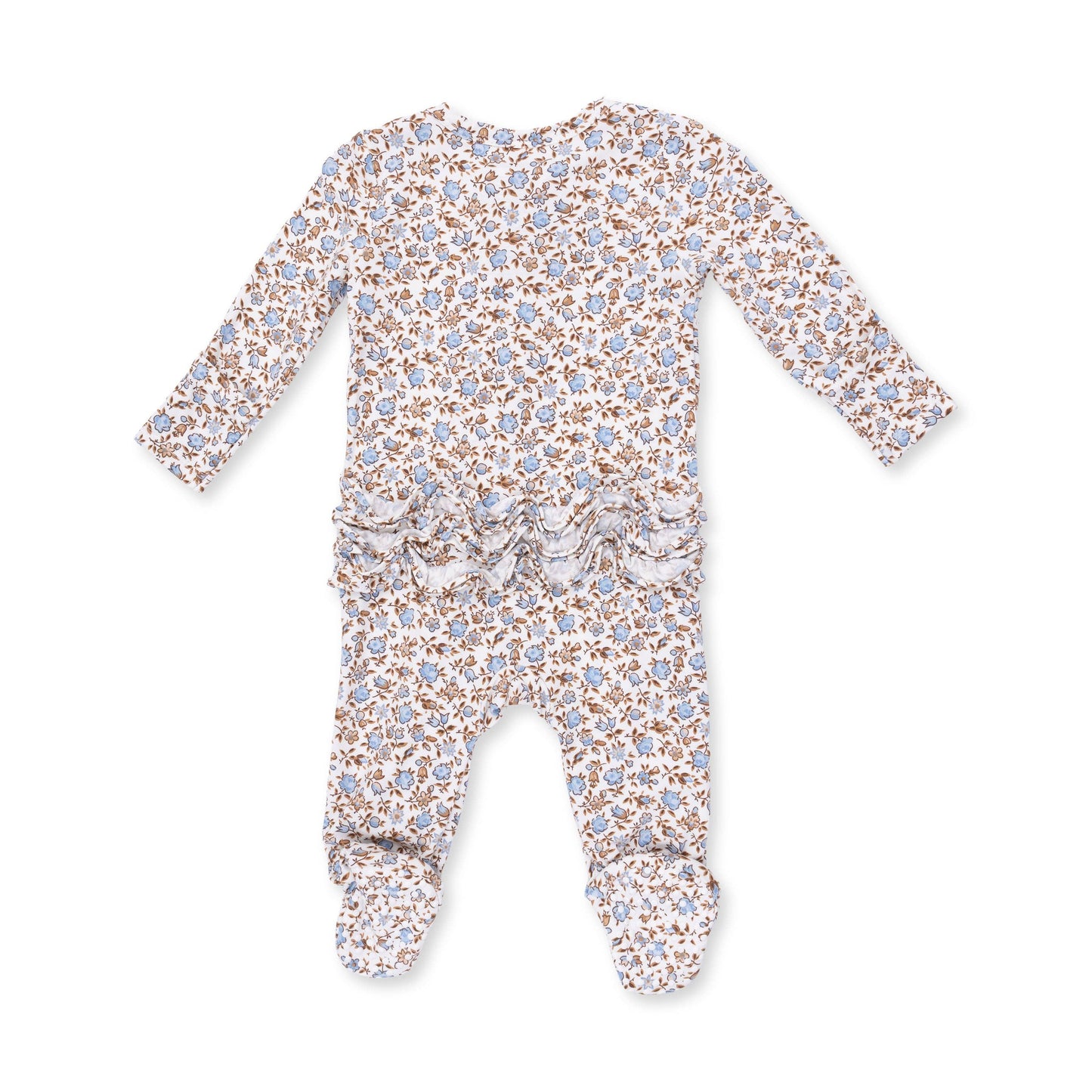Angel Dear - Hazel Floral - 2 Way Ruffle Back Zipper Footie