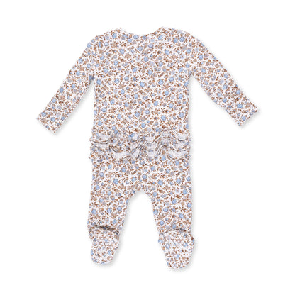 Angel Dear - Hazel Floral - 2 Way Ruffle Back Zipper Footie