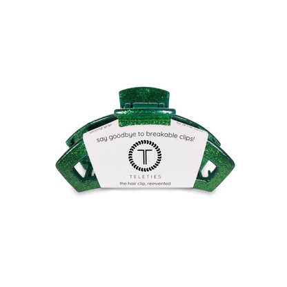 Open Green Glitter Tiny Hair Clip