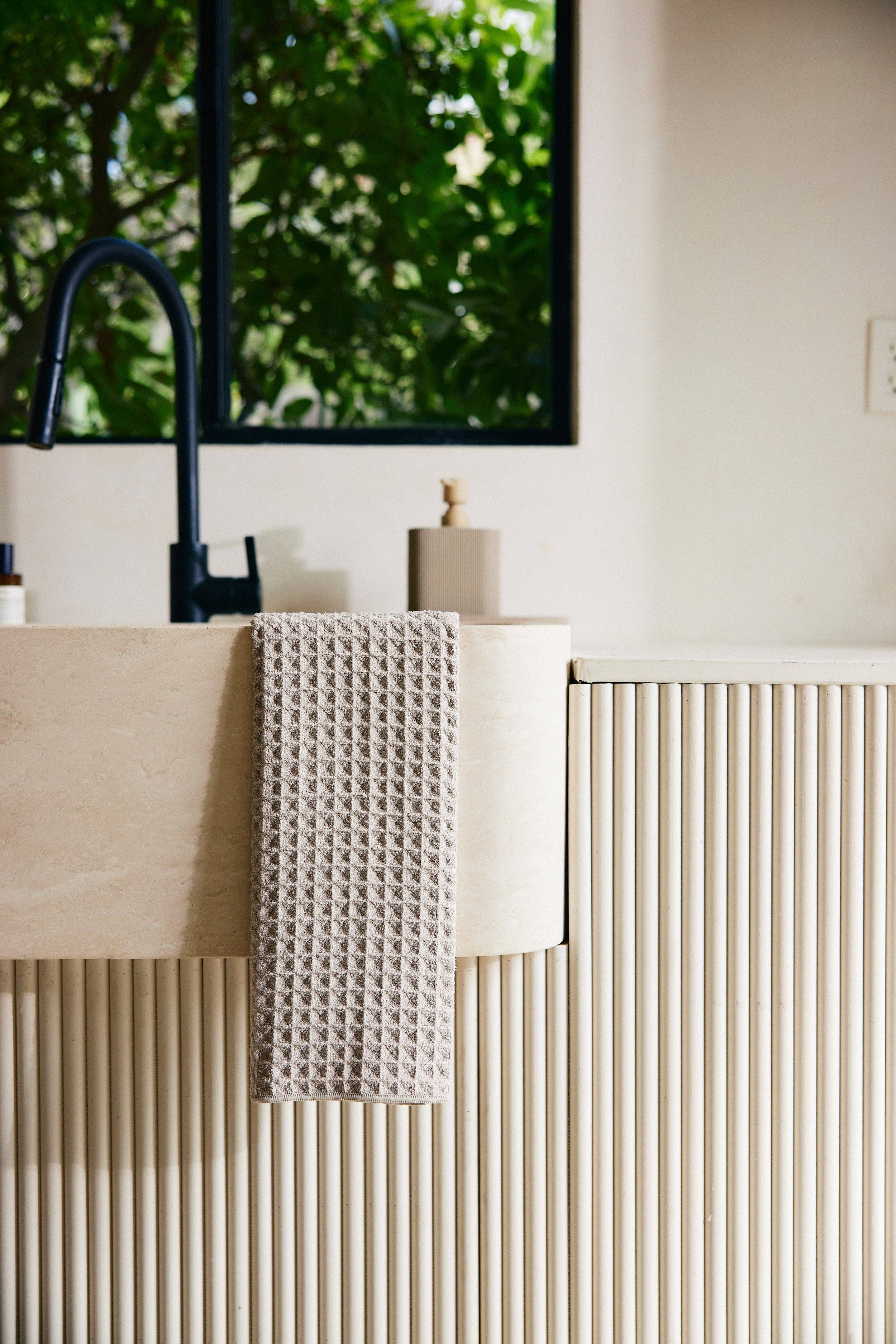 Geometry - Taupe Waffle Hand Towel