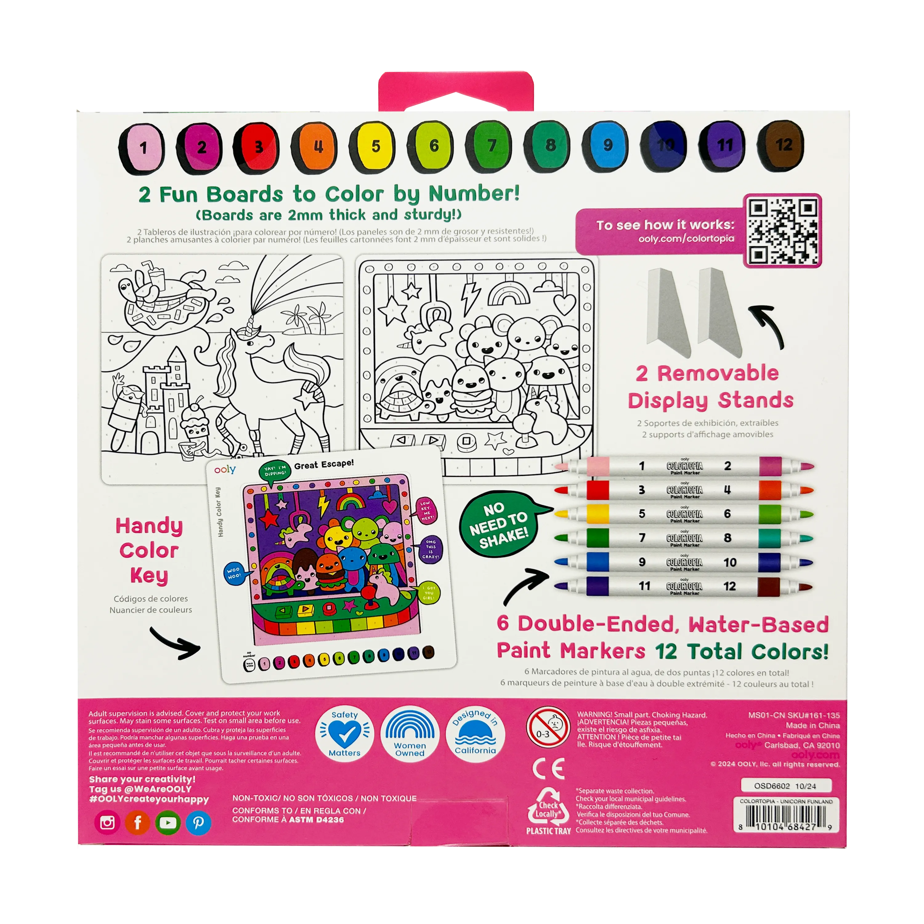 OOLY - Colortopia Paint Marker By Number Kit - Unicorn Funland