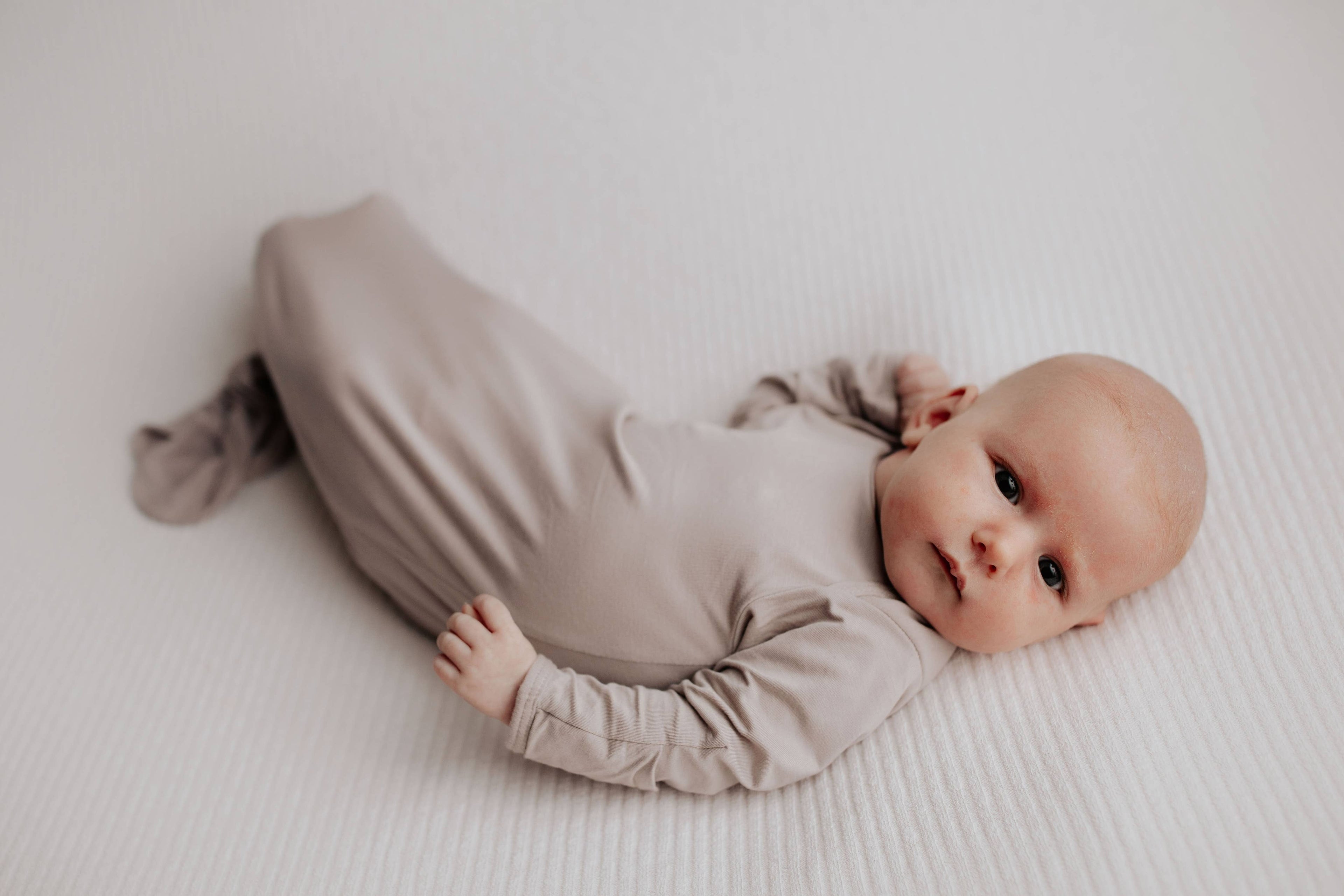 Three Little Tots - Harbor Mist Taupe Knotted Gown