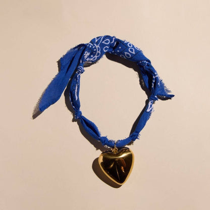 Nickel and Suede - Blue Bandana Necklace - Silver Sunburst