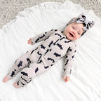 Gigi and Max - Vlad Gray Bats ZIP Bamboo Halloween One-Piece