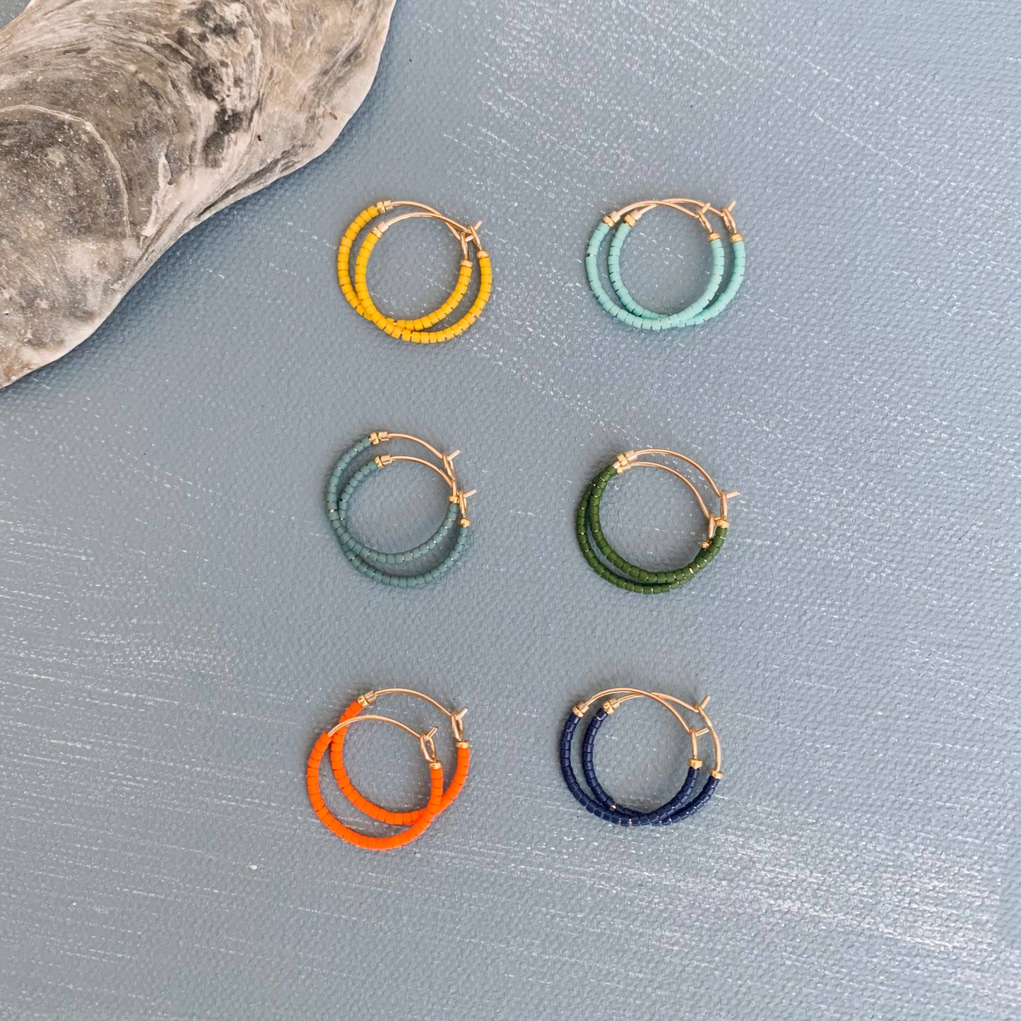 Alice Rise - Little single note beaded hoops, turquoise