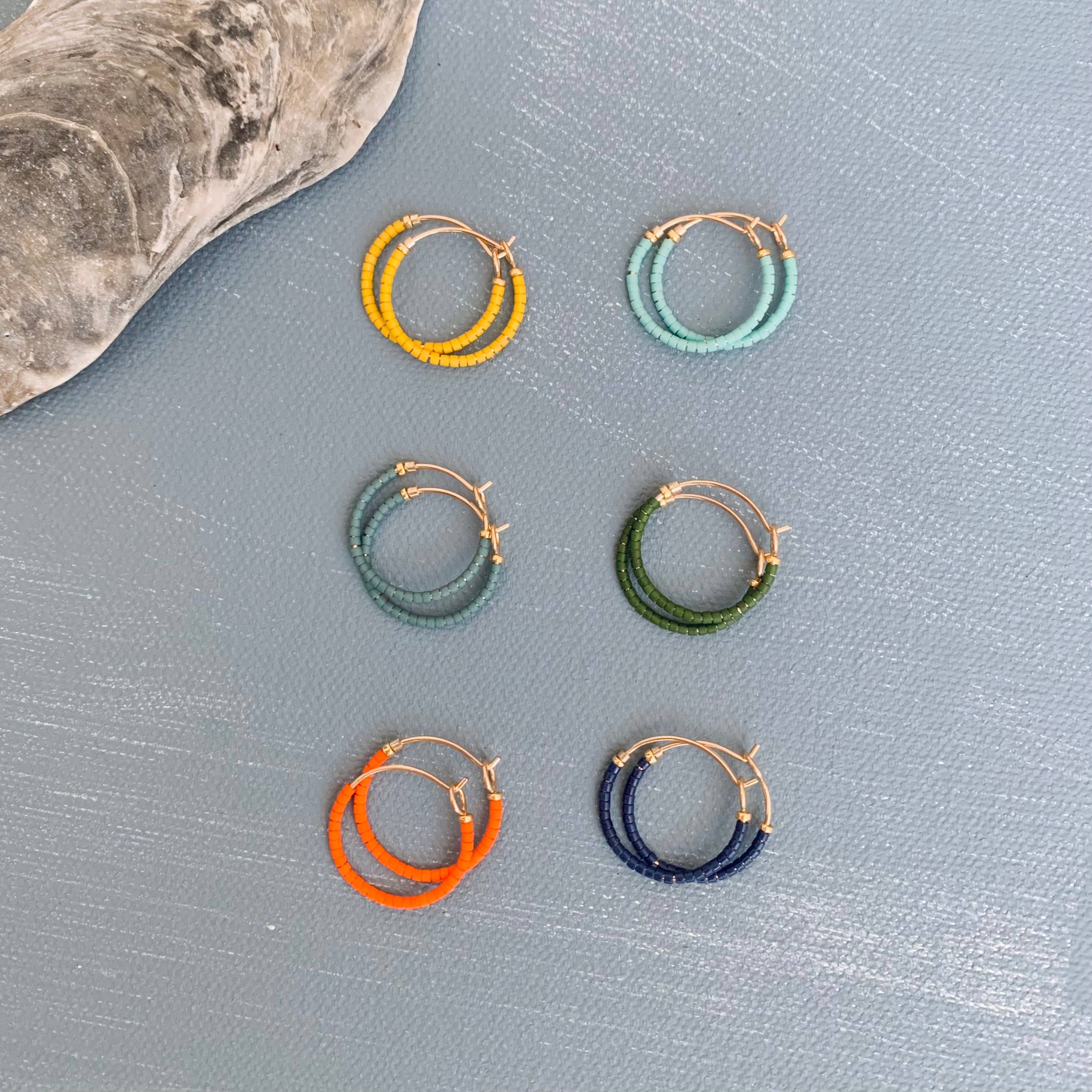 Alice Rise - Little single note beaded hoops, turquoise