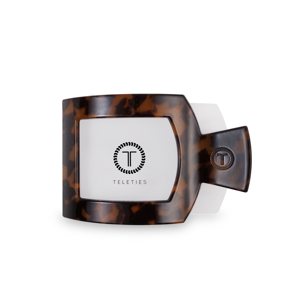 TELETIES - Square Flat Hair Clip | Medium | Tortoise