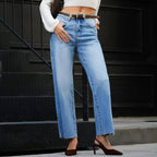 BAYEAS - HIGH RISE RELAXED STRAIGHT DENIM WITH RAW HEM