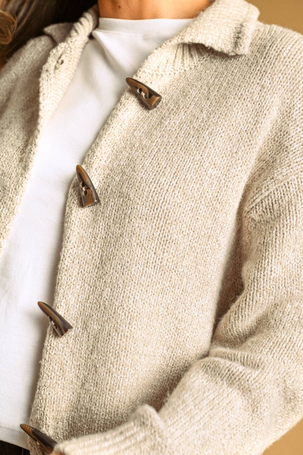 Frankie Cardigan Sweater w/ Toggle Closure - Oatmeal